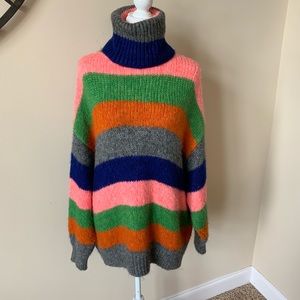 Zara knit stripe chunky oversized turtleneck #509